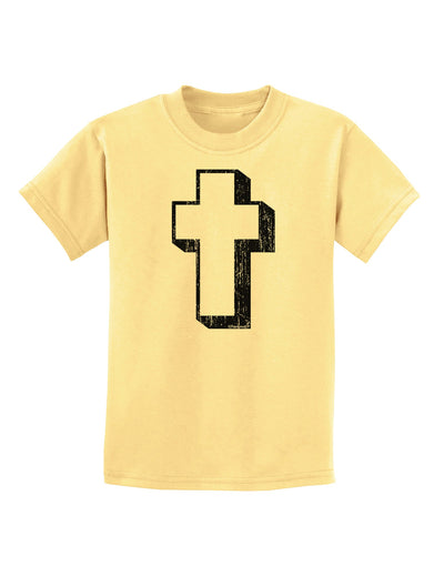 Simple Cross Design Black Distressed Childrens T-Shirt by TooLoud-Childrens T-Shirt-TooLoud-Daffodil-Yellow-X-Small-Davson Sales