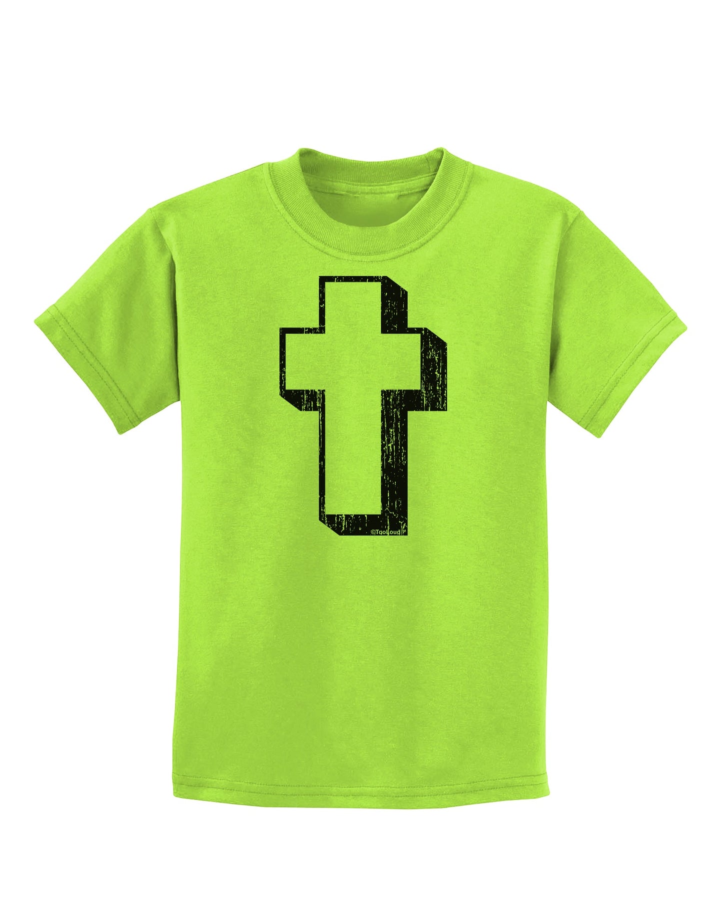 Simple Cross Design Black Distressed Childrens T-Shirt by TooLoud-Childrens T-Shirt-TooLoud-Lime-Green-X-Small-Davson Sales