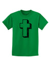 Simple Cross Design Black Distressed Childrens T-Shirt by TooLoud-Childrens T-Shirt-TooLoud-Kelly-Green-X-Small-Davson Sales