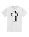 Simple Cross Design Black Distressed Childrens T-Shirt by TooLoud-Childrens T-Shirt-TooLoud-White-X-Small-Davson Sales