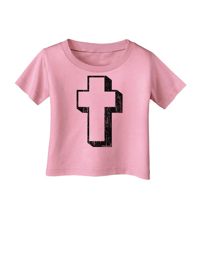 Simple Cross Design Black Distressed Infant T-Shirt by TooLoud-Infant T-Shirt-TooLoud-Candy-Pink-06-Months-Davson Sales