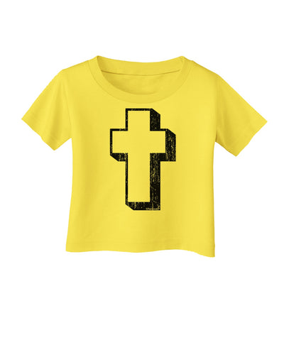 Simple Cross Design Black Distressed Infant T-Shirt by TooLoud-Infant T-Shirt-TooLoud-Yellow-06-Months-Davson Sales