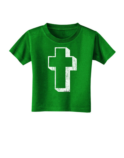 Simple Cross Design Black Distressed Toddler T-Shirt Dark by TooLoud-Toddler T-Shirt-TooLoud-Clover-Green-2T-Davson Sales