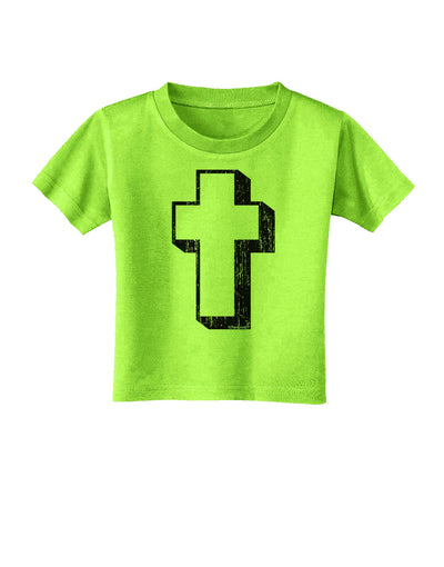 Simple Cross Design Black Distressed Toddler T-Shirt by TooLoud-Toddler T-Shirt-TooLoud-Lime-Green-2T-Davson Sales