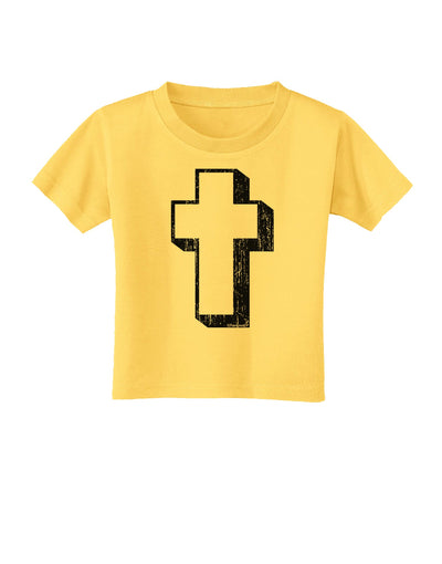 Simple Cross Design Black Distressed Toddler T-Shirt by TooLoud-Toddler T-Shirt-TooLoud-Yellow-2T-Davson Sales