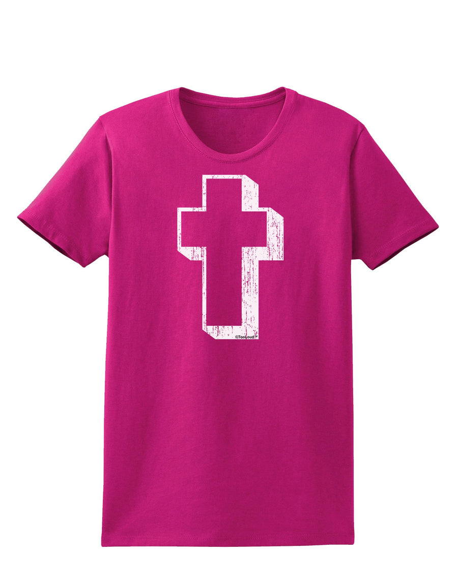 Simple Cross Design Black Distressed Womens Dark T-Shirt by TooLoud-Womens T-Shirt-TooLoud-Black-X-Small-Davson Sales