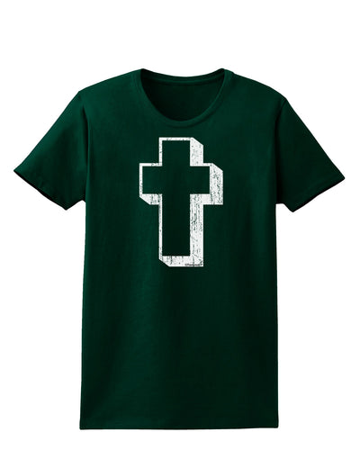 Simple Cross Design Black Distressed Womens Dark T-Shirt by TooLoud-Womens T-Shirt-TooLoud-Forest-Green-Small-Davson Sales