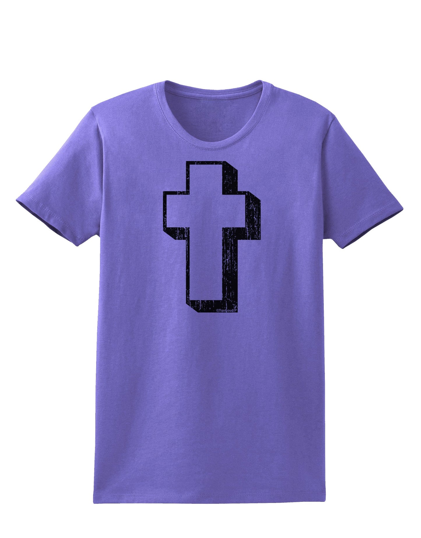 Simple Cross Design Black Distressed Womens T-Shirt by TooLoud-Womens T-Shirt-TooLoud-Violet-X-Small-Davson Sales