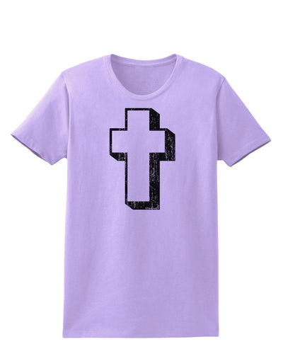 Simple Cross Design Black Distressed Womens T-Shirt by TooLoud-Womens T-Shirt-TooLoud-Lavender-X-Small-Davson Sales