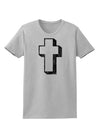 Simple Cross Design Black Distressed Womens T-Shirt by TooLoud-Womens T-Shirt-TooLoud-AshGray-X-Small-Davson Sales