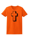 Simple Cross Design Black Distressed Womens T-Shirt by TooLoud-Womens T-Shirt-TooLoud-Orange-X-Small-Davson Sales