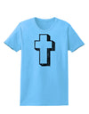 Simple Cross Design Black Distressed Womens T-Shirt by TooLoud-Womens T-Shirt-TooLoud-Aquatic-Blue-X-Small-Davson Sales