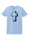 Simple Cross Design Black Distressed Womens T-Shirt by TooLoud-Womens T-Shirt-TooLoud-Light-Blue-X-Small-Davson Sales