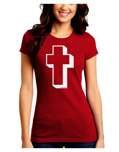 Simple Cross Design Black Juniors Crew Dark T-Shirt by TooLoud-T-Shirts Juniors Tops-TooLoud-Red-Juniors Fitted Small-Davson Sales