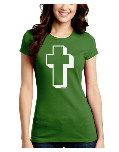 Simple Cross Design Black Juniors Crew Dark T-Shirt by TooLoud-T-Shirts Juniors Tops-TooLoud-Kiwi-Green-Juniors Fitted X-Small-Davson Sales