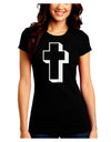 Simple Cross Design Black Juniors Crew Dark T-Shirt by TooLoud-T-Shirts Juniors Tops-TooLoud-Black-Juniors Fitted Small-Davson Sales