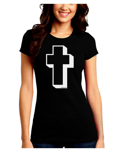 Simple Cross Design Black Juniors Crew Dark T-Shirt by TooLoud-T-Shirts Juniors Tops-TooLoud-Black-Juniors Fitted Small-Davson Sales