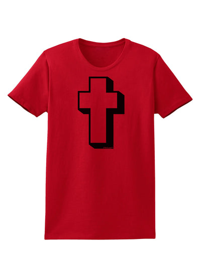 Simple Cross Design Black Womens T-Shirt by TooLoud-Womens T-Shirt-TooLoud-Red-X-Small-Davson Sales