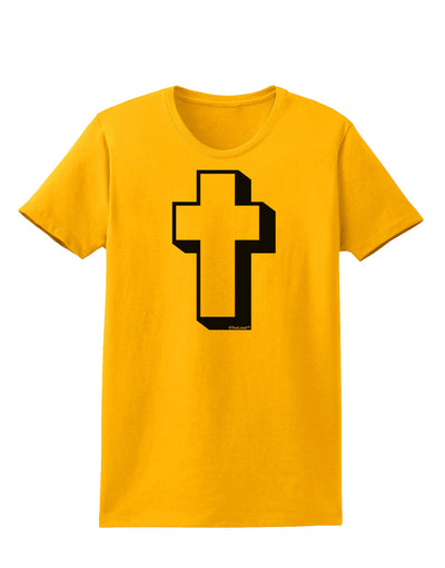 Simple Cross Design Black Womens T-Shirt by TooLoud-Womens T-Shirt-TooLoud-Gold-X-Small-Davson Sales