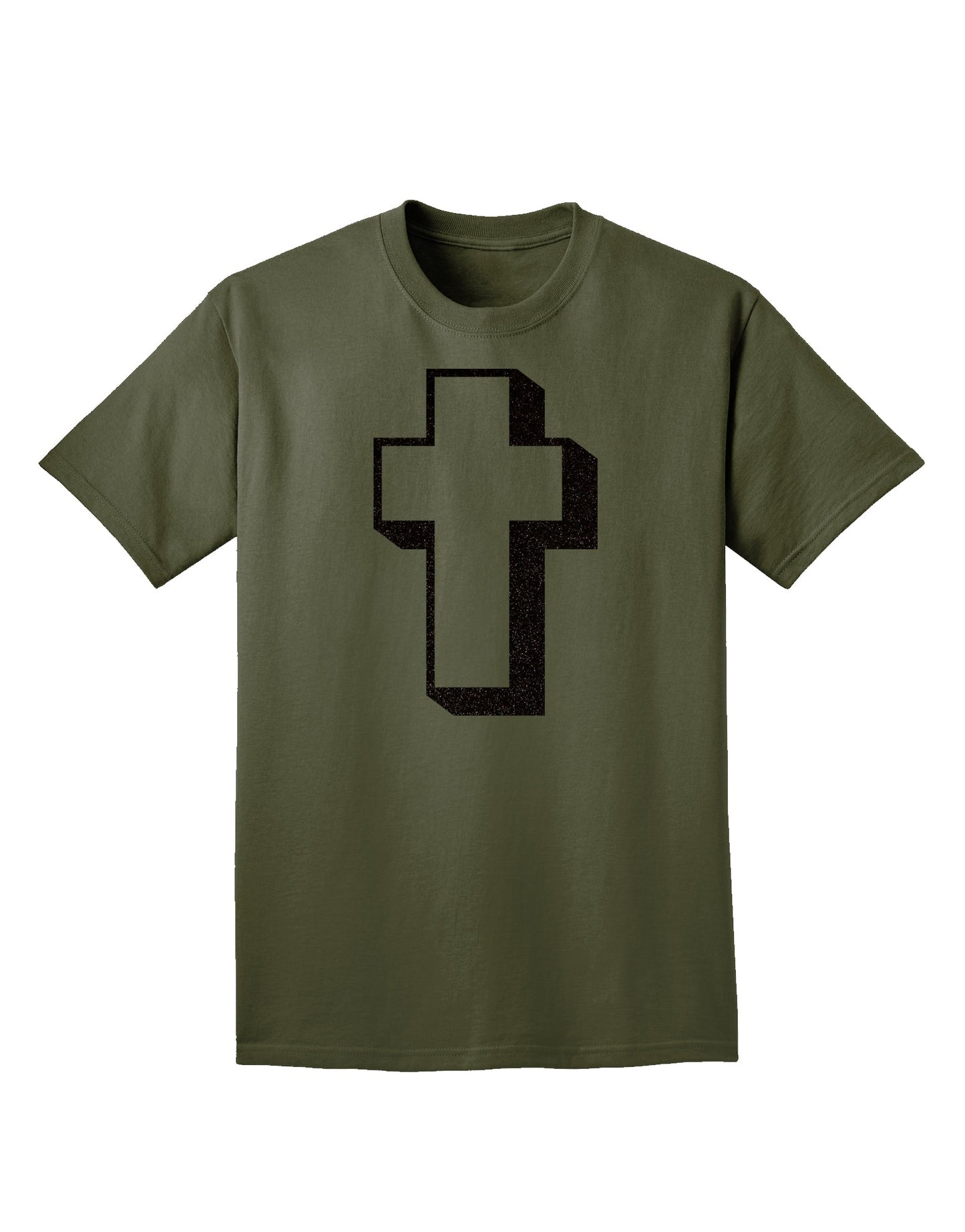 Simple Cross Design Glitter - Black Adult Dark T-Shirt by TooLoud-Mens T-Shirt-TooLoud-Military-Green-Small-Davson Sales