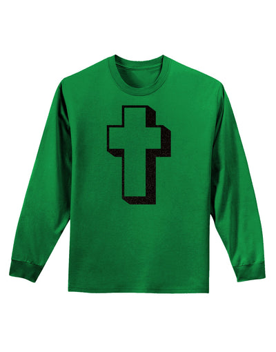 Simple Cross Design Glitter - Black Adult Long Sleeve Dark T-Shirt by TooLoud-TooLoud-Kelly-Green-Small-Davson Sales