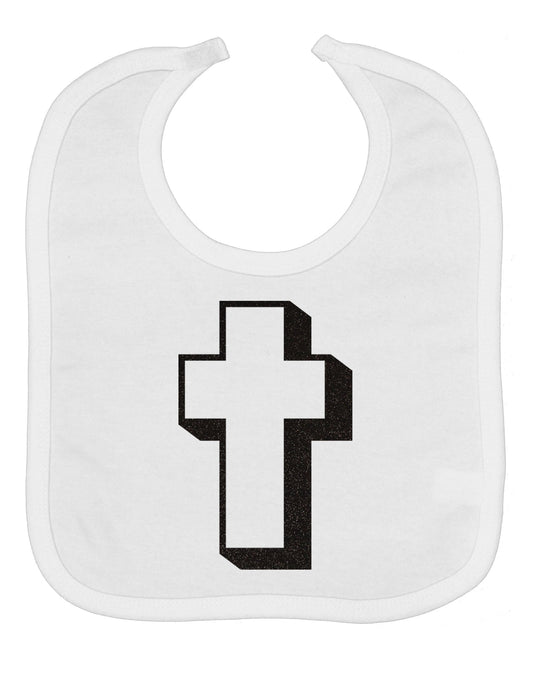 Simple Cross Design Glitter - Black Baby Bib by TooLoud