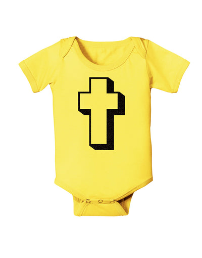 Simple Cross Design Glitter - Black Baby Romper Bodysuit by TooLoud-Baby Romper-TooLoud-Yellow-06-Months-Davson Sales