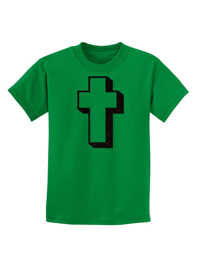 Simple Cross Design Glitter - Black Childrens Dark T-Shirt by TooLoud-Childrens T-Shirt-TooLoud-Kelly-Green-X-Small-Davson Sales