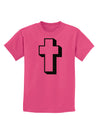 Simple Cross Design Glitter - Black Childrens Dark T-Shirt by TooLoud-Childrens T-Shirt-TooLoud-Sangria-X-Small-Davson Sales