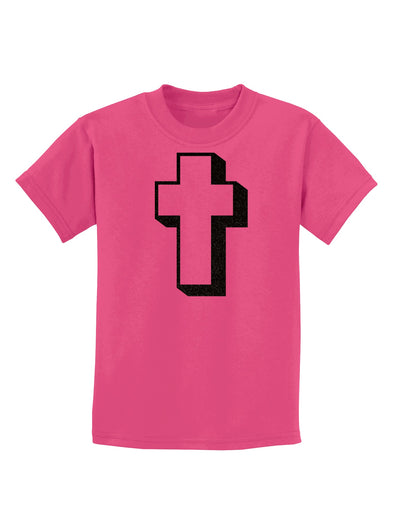 Simple Cross Design Glitter - Black Childrens Dark T-Shirt by TooLoud-Childrens T-Shirt-TooLoud-Sangria-X-Small-Davson Sales