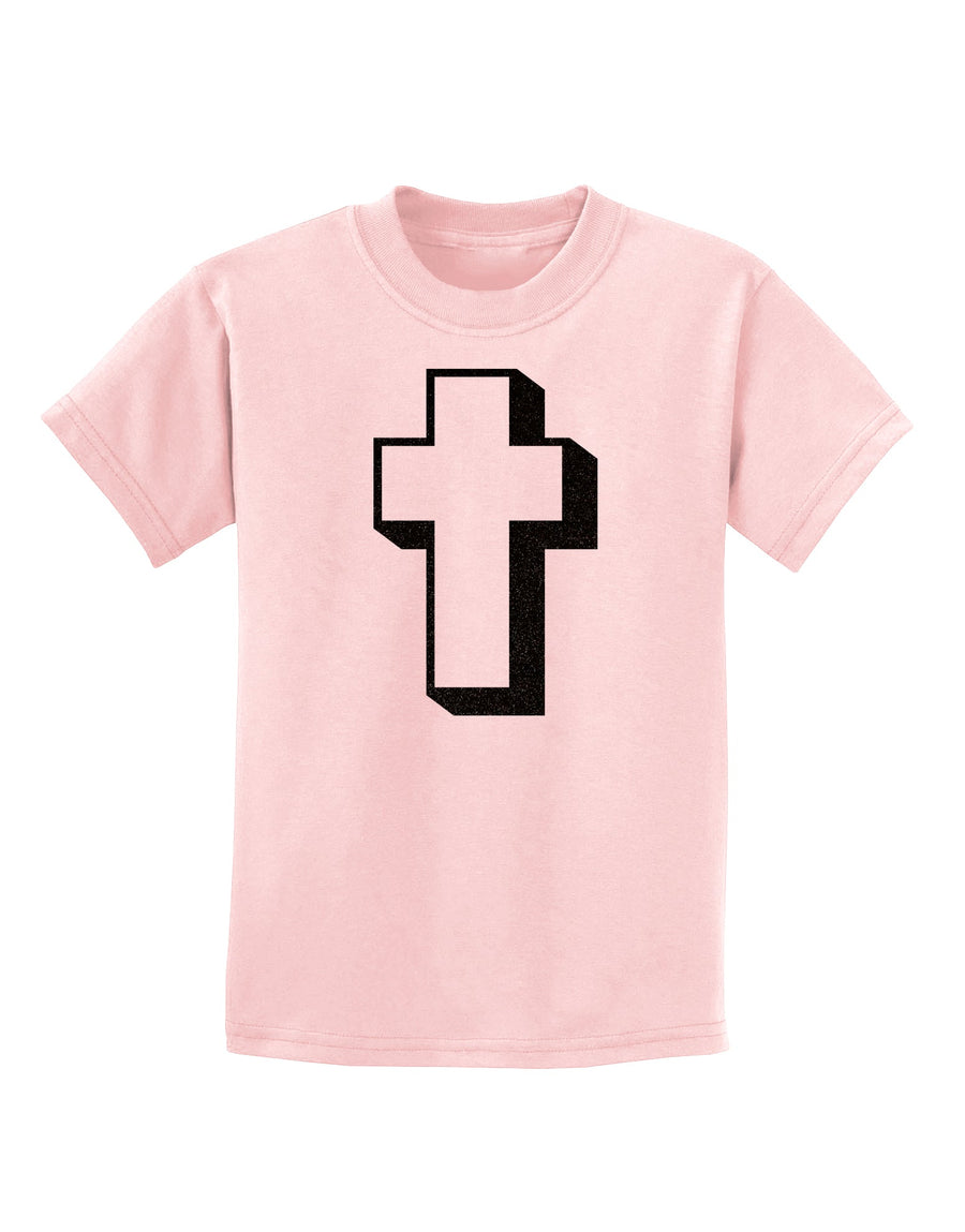 Simple Cross Design Glitter - Black Childrens T-Shirt by TooLoud-Childrens T-Shirt-TooLoud-White-X-Small-Davson Sales