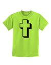 Simple Cross Design Glitter - Black Childrens T-Shirt by TooLoud-Childrens T-Shirt-TooLoud-Lime-Green-X-Small-Davson Sales