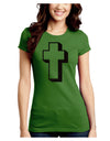 Simple Cross Design Glitter - Black Juniors Crew Dark T-Shirt by TooLoud-T-Shirts Juniors Tops-TooLoud-Kiwi-Green-Juniors Fitted X-Small-Davson Sales