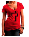 Simple Cross Design Glitter - Black Juniors V-Neck Dark T-Shirt by TooLoud-Womens V-Neck T-Shirts-TooLoud-Red-Juniors Fitted Small-Davson Sales