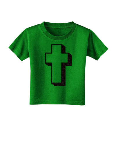 Simple Cross Design Glitter - Black Toddler T-Shirt Dark by TooLoud-Toddler T-Shirt-TooLoud-Clover-Green-2T-Davson Sales