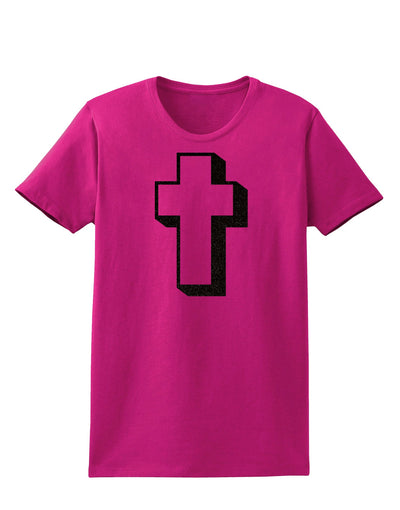 Simple Cross Design Glitter - Black Womens Dark T-Shirt by TooLoud-Womens T-Shirt-TooLoud-Hot-Pink-Small-Davson Sales