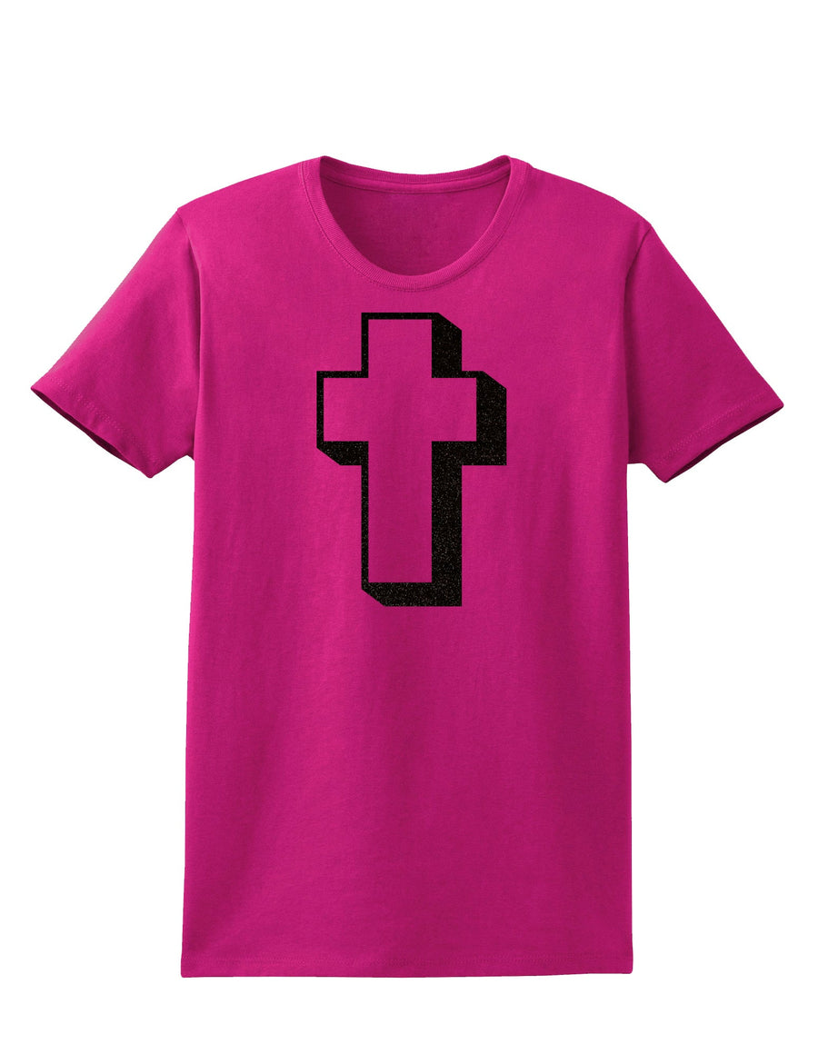 Simple Cross Design Glitter - Black Womens Dark T-Shirt by TooLoud-Womens T-Shirt-TooLoud-Black-X-Small-Davson Sales