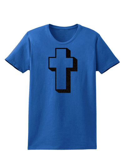 Simple Cross Design Glitter - Black Womens Dark T-Shirt by TooLoud-Womens T-Shirt-TooLoud-Royal-Blue-X-Small-Davson Sales