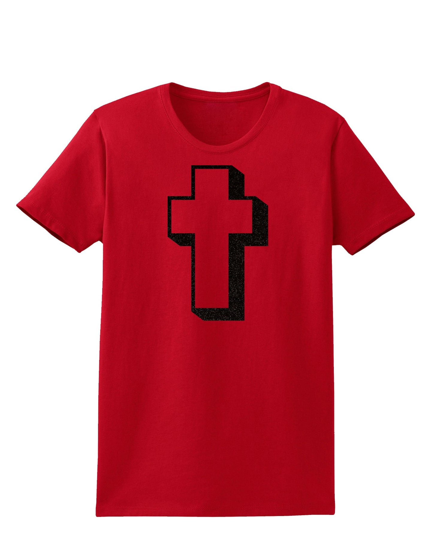 Simple Cross Design Glitter - Black Womens T-Shirt by TooLoud-Womens T-Shirt-TooLoud-Red-X-Small-Davson Sales