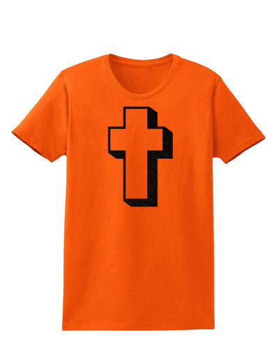 Simple Cross Design Glitter - Black Womens T-Shirt by TooLoud-Womens T-Shirt-TooLoud-Orange-X-Small-Davson Sales