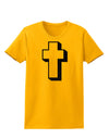 Simple Cross Design Glitter - Black Womens T-Shirt by TooLoud-Womens T-Shirt-TooLoud-Gold-X-Small-Davson Sales