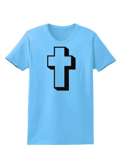 Simple Cross Design Glitter - Black Womens T-Shirt by TooLoud-Womens T-Shirt-TooLoud-Aquatic-Blue-X-Small-Davson Sales