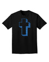 Simple Cross Design Glitter - Blue Adult Dark T-Shirt by TooLoud-Mens T-Shirt-TooLoud-Black-Small-Davson Sales