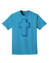 Simple Cross Design Glitter - Blue Adult Dark T-Shirt by TooLoud-Mens T-Shirt-TooLoud-Turquoise-Small-Davson Sales