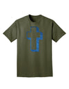 Simple Cross Design Glitter - Blue Adult Dark T-Shirt by TooLoud-Mens T-Shirt-TooLoud-Military-Green-Small-Davson Sales