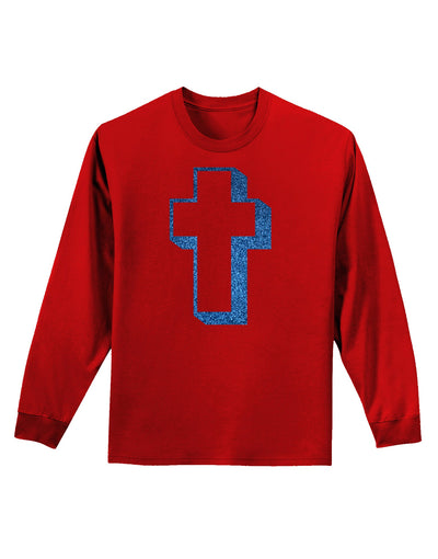 Simple Cross Design Glitter - Blue Adult Long Sleeve Dark T-Shirt by TooLoud-TooLoud-Red-Small-Davson Sales