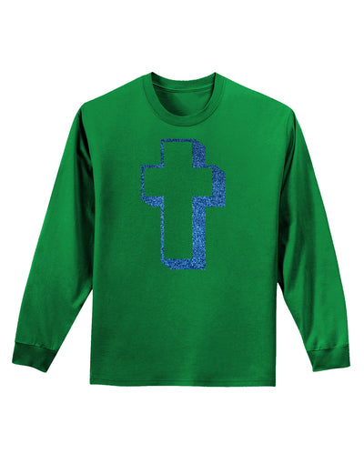 Simple Cross Design Glitter - Blue Adult Long Sleeve Dark T-Shirt by TooLoud-TooLoud-Kelly-Green-Small-Davson Sales