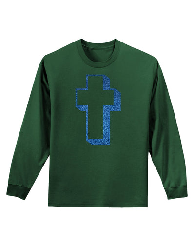 Simple Cross Design Glitter - Blue Adult Long Sleeve Dark T-Shirt by TooLoud-TooLoud-Dark-Green-Small-Davson Sales