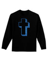 Simple Cross Design Glitter - Blue Adult Long Sleeve Dark T-Shirt by TooLoud-TooLoud-Black-Small-Davson Sales