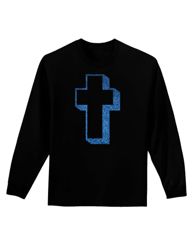 Simple Cross Design Glitter - Blue Adult Long Sleeve Dark T-Shirt by TooLoud-TooLoud-Black-Small-Davson Sales